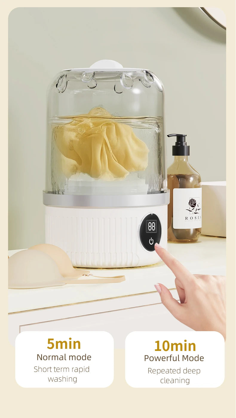Shoppikala mini electric washing cup for underwear and socks, compact wireless charging laundry machine for household use