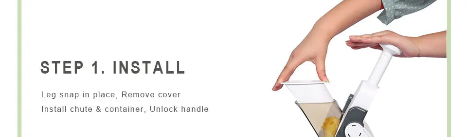 Shoppikala manual multifunction mandoline slicer with adjustable blades for vegetables, fruits, and potatoes in a kitchen setting.