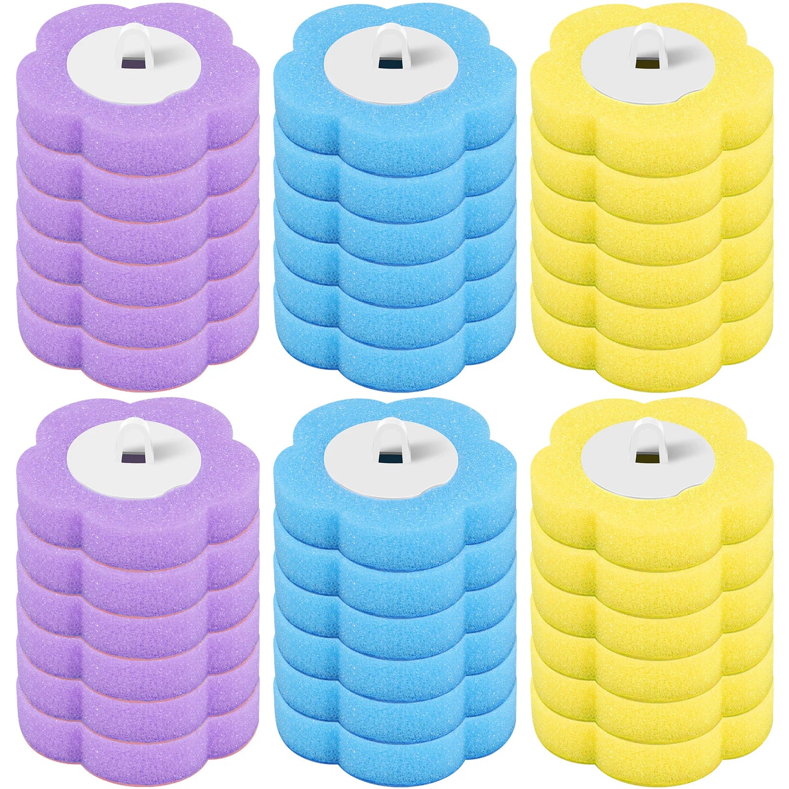 Disposable toilet brush with long handle and replacement heads from shoppikala, shown with cleaning brush and replacement attachments.