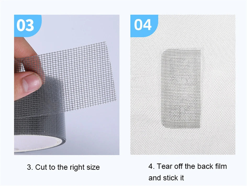 Shoppikala window screen repair tape with strong adhesive mesh patch, 2-meter roll for fixing torn or damaged screens.