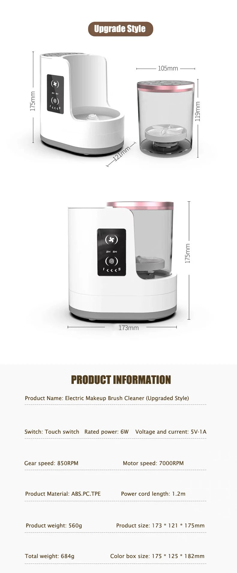Shoppikala 3-in-1 USB electric makeup brush cleaner machine with spinning brush head and compact design for easy cleaning