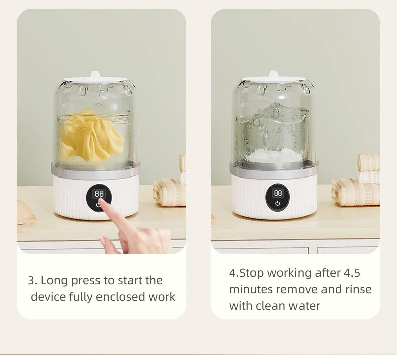Shoppikala mini wireless electric washing cup for underwear, socks, and pet clothes, compact household washing machine.