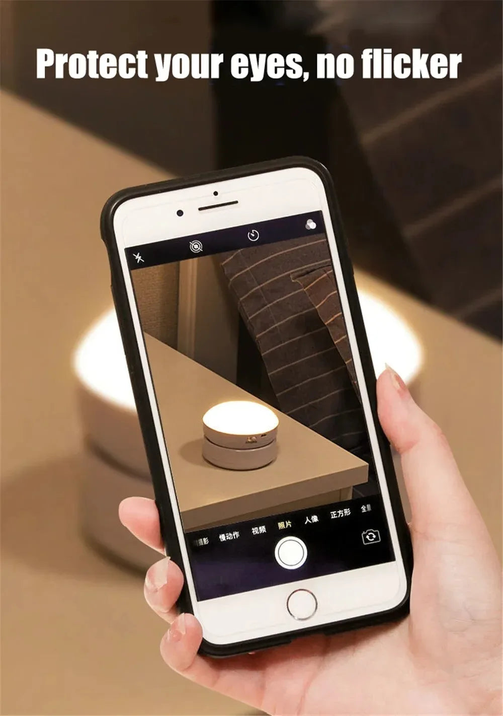 Wireless rechargeable LED night lamp with motion sensor, 360° rotating magnetic base, ideal for bedside or kitchen lighting.