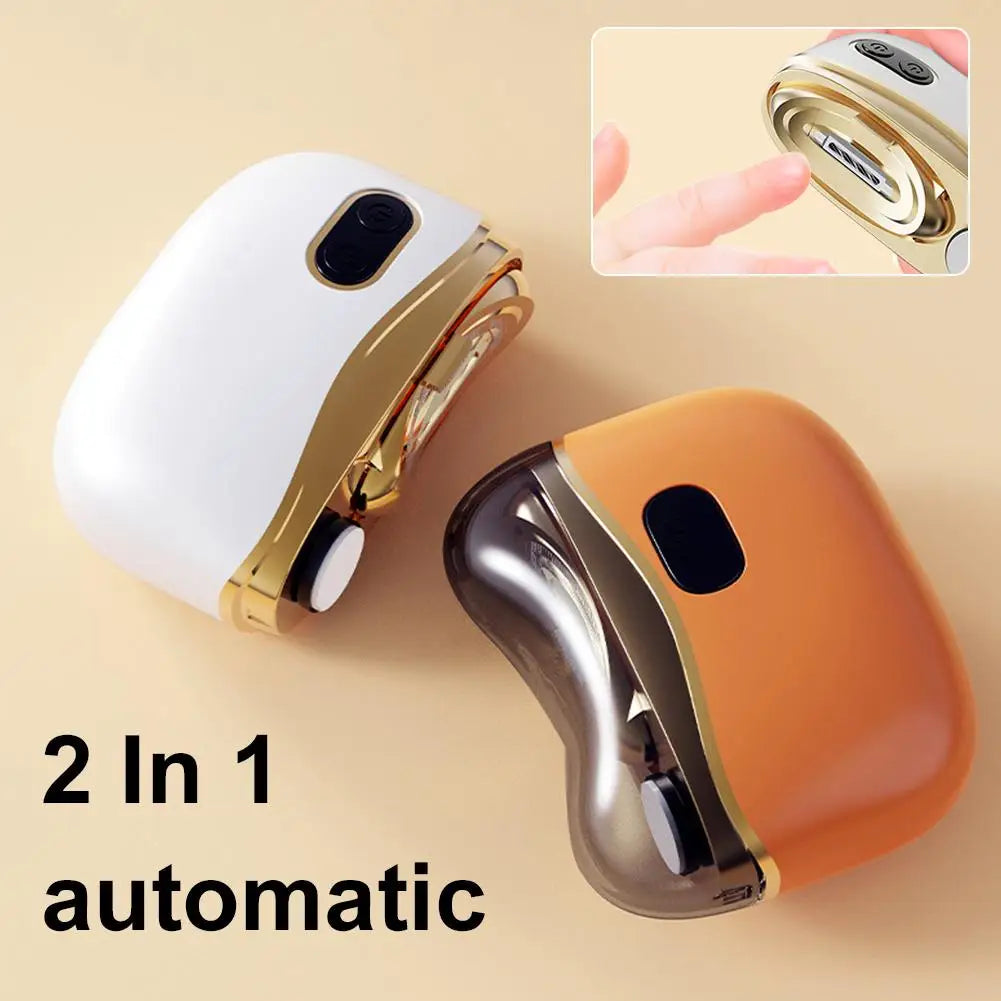 Shoppikala 2-in-1 electric nail tool with USB charging, nail clipper and polisher for adult and kids fingernails and toenails