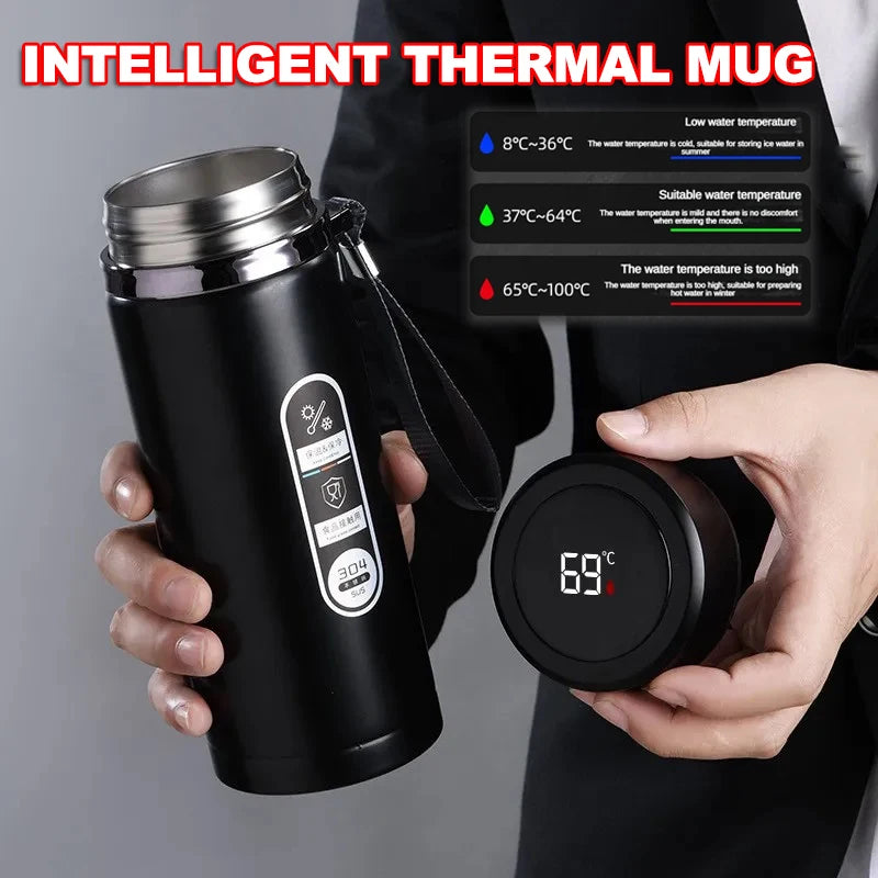 Shoppikala 500ml stainless steel thermos bottle with LED temperature display, vacuum Flask for tea and water, portable cup
