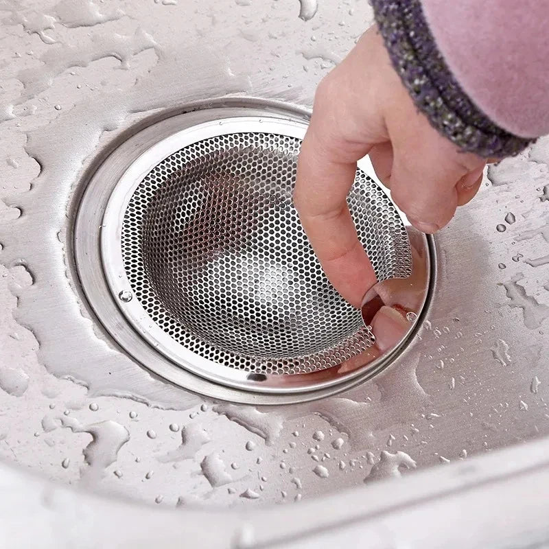 Stainless steel kitchen sink and bathroom drain strainer with mesh filter for hair and debris, by shoppikala.