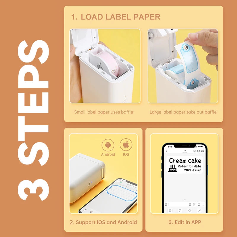 Shoppikala NiiMBOT D101 D110 Plus thermal label printer with mini cable and paper printing for price tags and labeling.