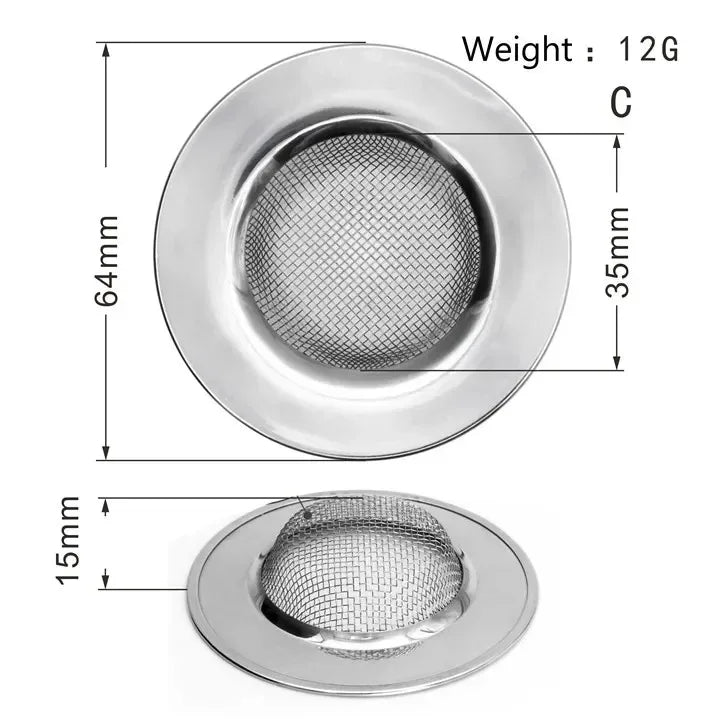 Stainless steel kitchen sink and bathroom drain strainer with mesh filter for hair and debris removal, by Shoppikala.