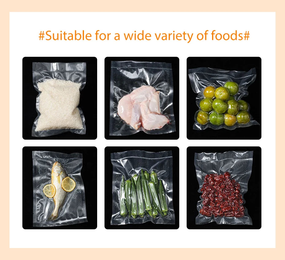 Shoppikala electric food vacuum sealer machine with included sealing bags, compact design, and digital control panel.