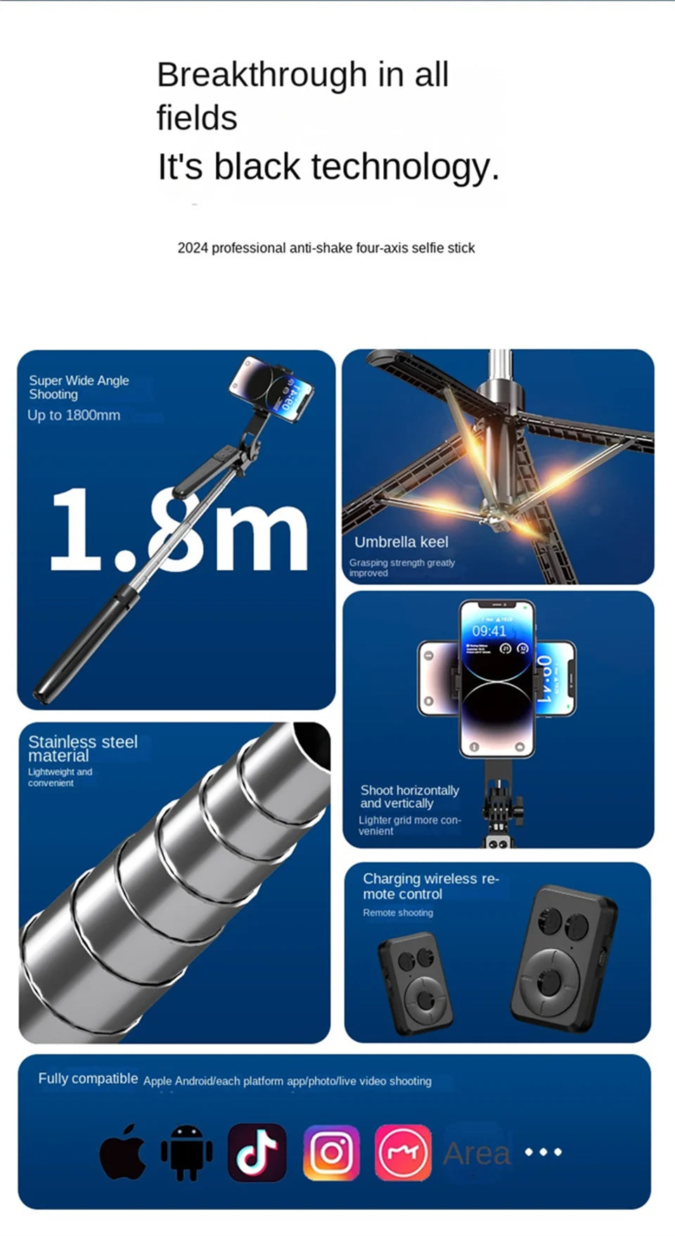 Cool Dier smartphone tripod stand with Bluetooth shutter, wireless selfie stick and phone holder for stable photo and video shooting.