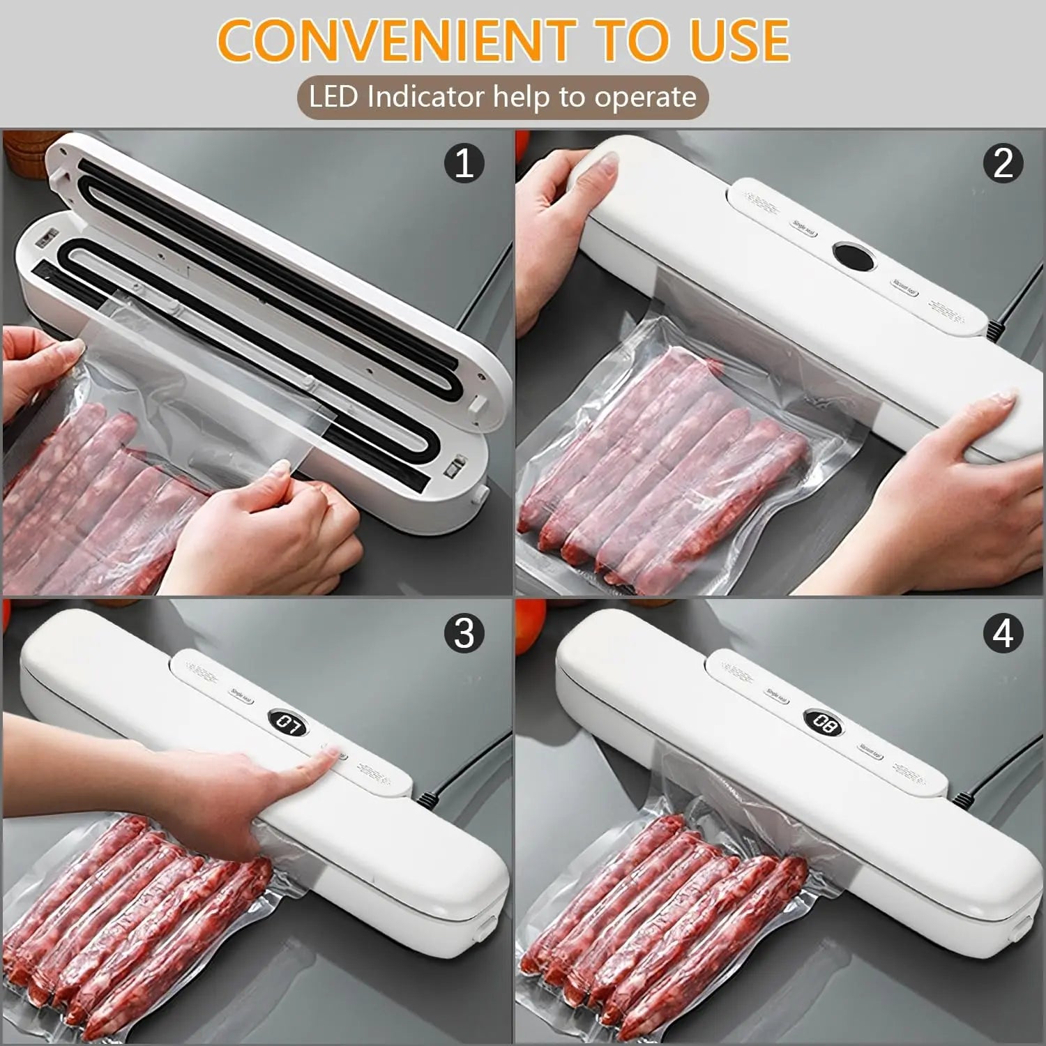 Shoppikala electric food vacuum sealer machine with sealing bags for preserving freshness and airtight storage.