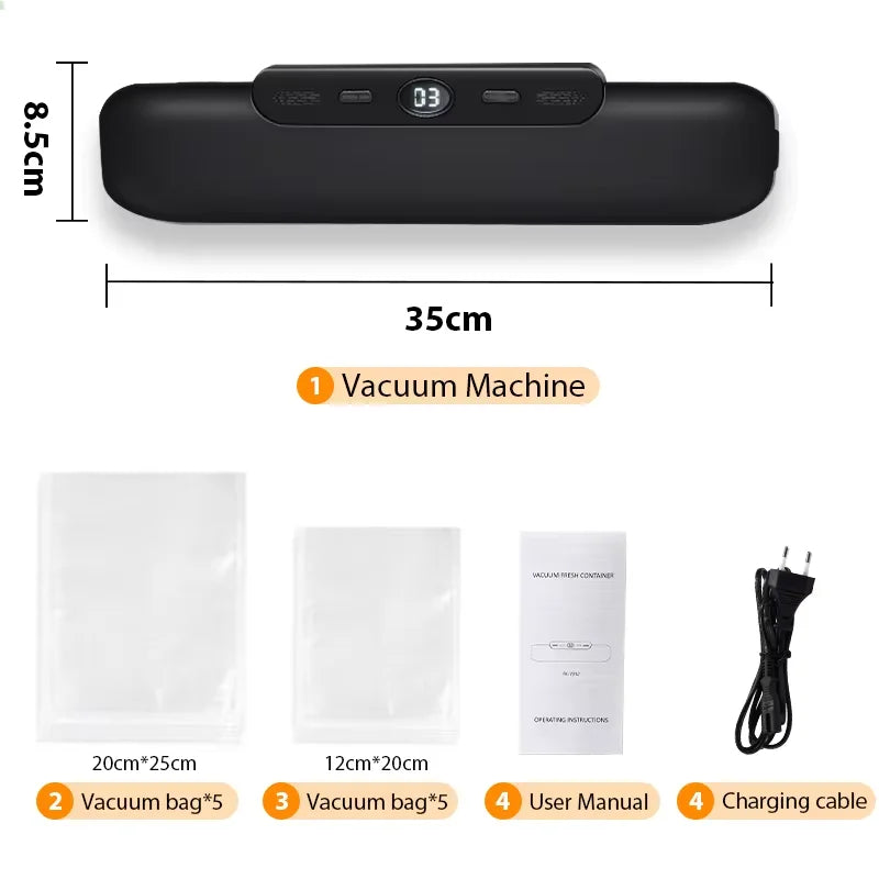 Shoppikala electric food vacuum sealer machine with sealing bags for preserving freshness and airtight storage.