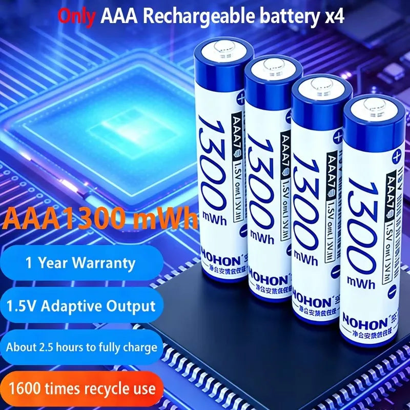 Shoppikala NOHON rechargeable lithium AA and AAA batteries with high capacity for remote controls and mice, 1.5V, new batteries