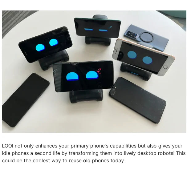 Shoppikala Looi Robot smartphone with chatgpt large model, voice dialogue, visual recognition, and interactive smart toy features.