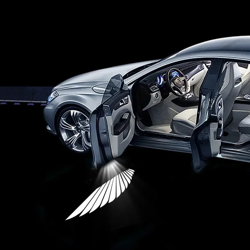 Wireless HD laser car door projector by shoppikala, battery-powered with no wiring, projecting light for easy night entry.