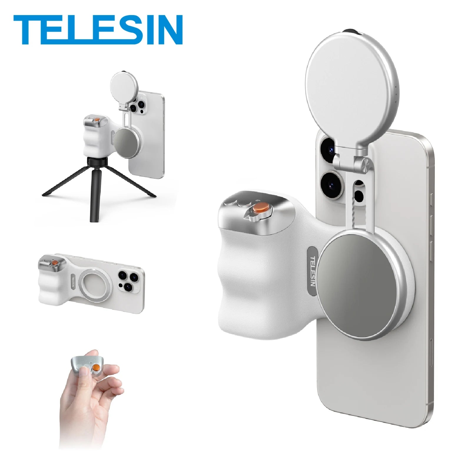 Shoppikala TELESIN phone camera shoot hand grip with magnetic smart holder and remote control for iPhone and Android phones.