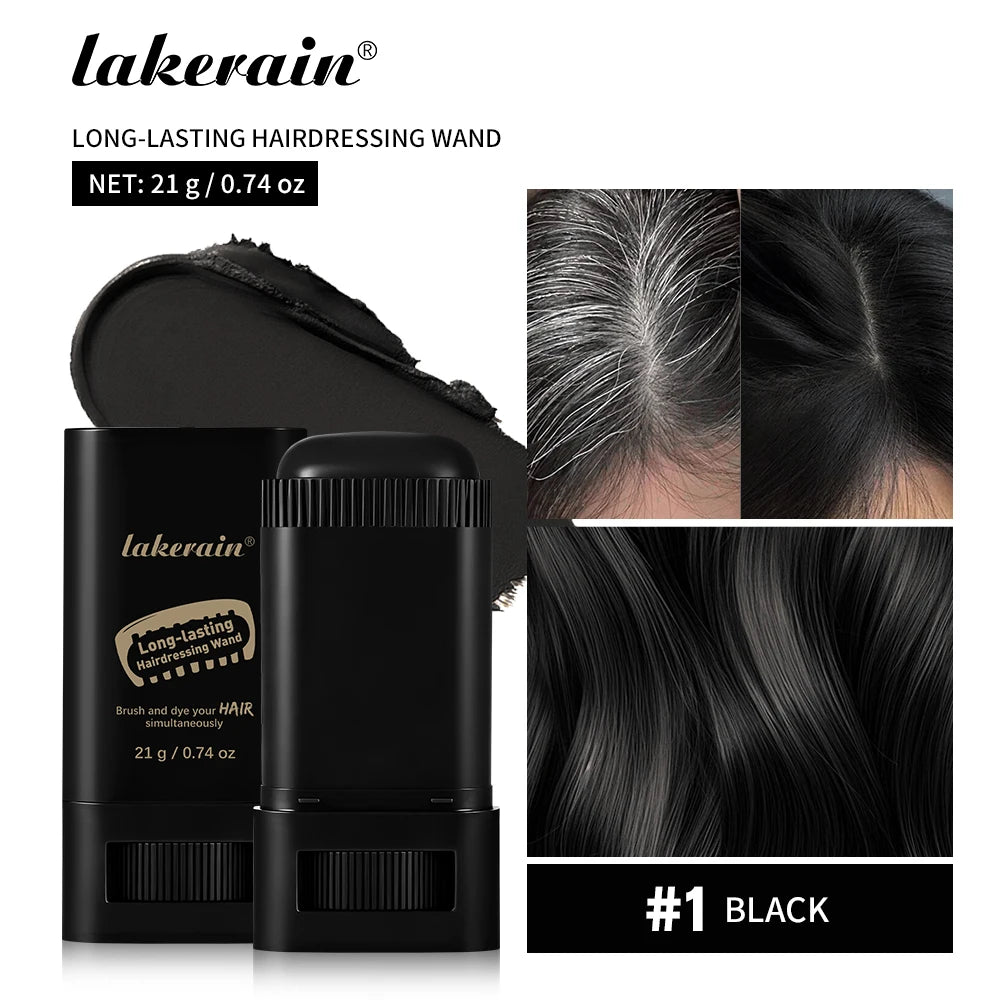 Shoppikala 2-in-1 black brown coffee hair dye stick with comb for temporary, washable hair coloring and covering white hairs.