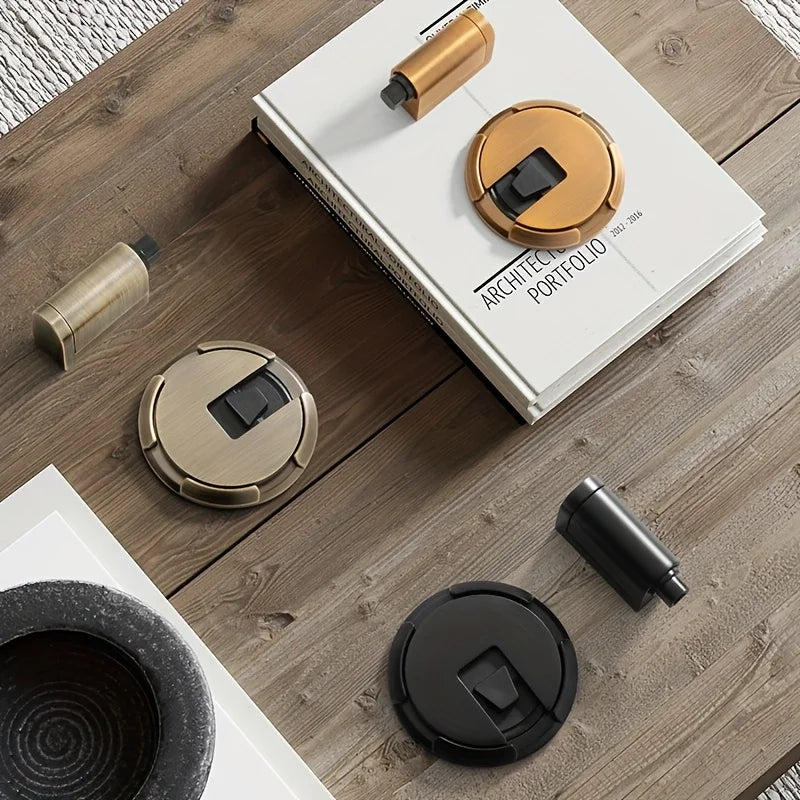 Windproof invisible door stop with suction cup by shoppikala, no drill, secures door silently and discreetly with strong grip.