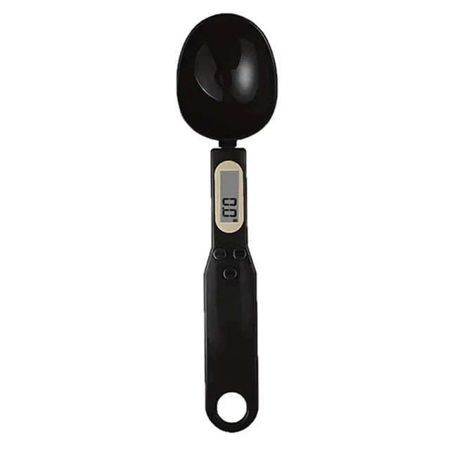 Shoppikala digital measuring spoon with LCD display, 500g capacity, used for precise milk, coffee, sugar, and food measurements.