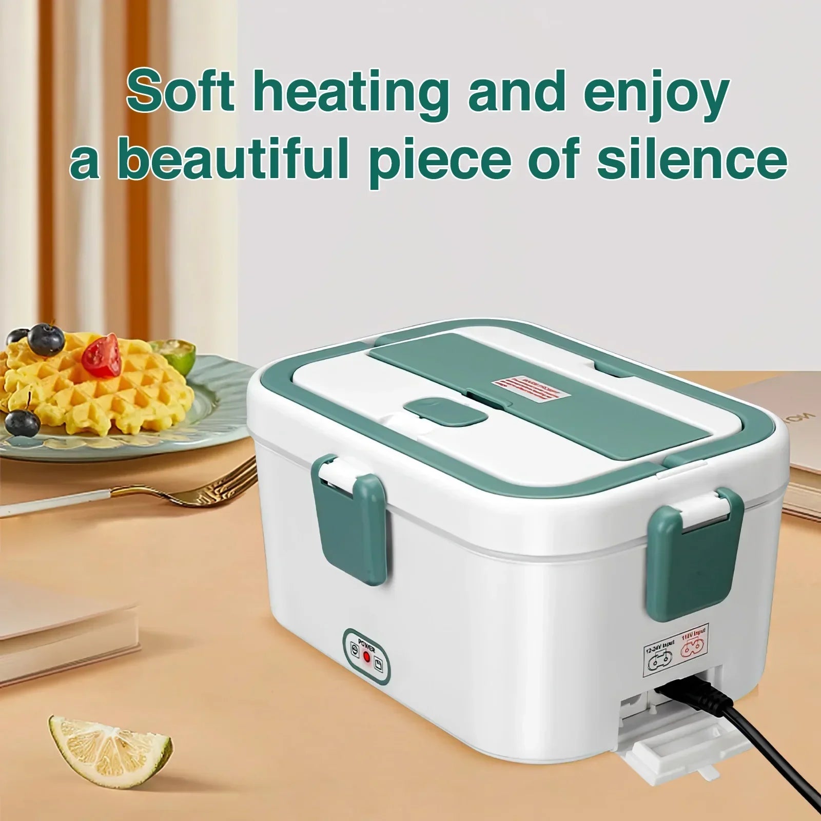 Shoppikala electric lunch box with 1.8L capacity and 80W power, portable food warmer for camping, picnic, car, and home use