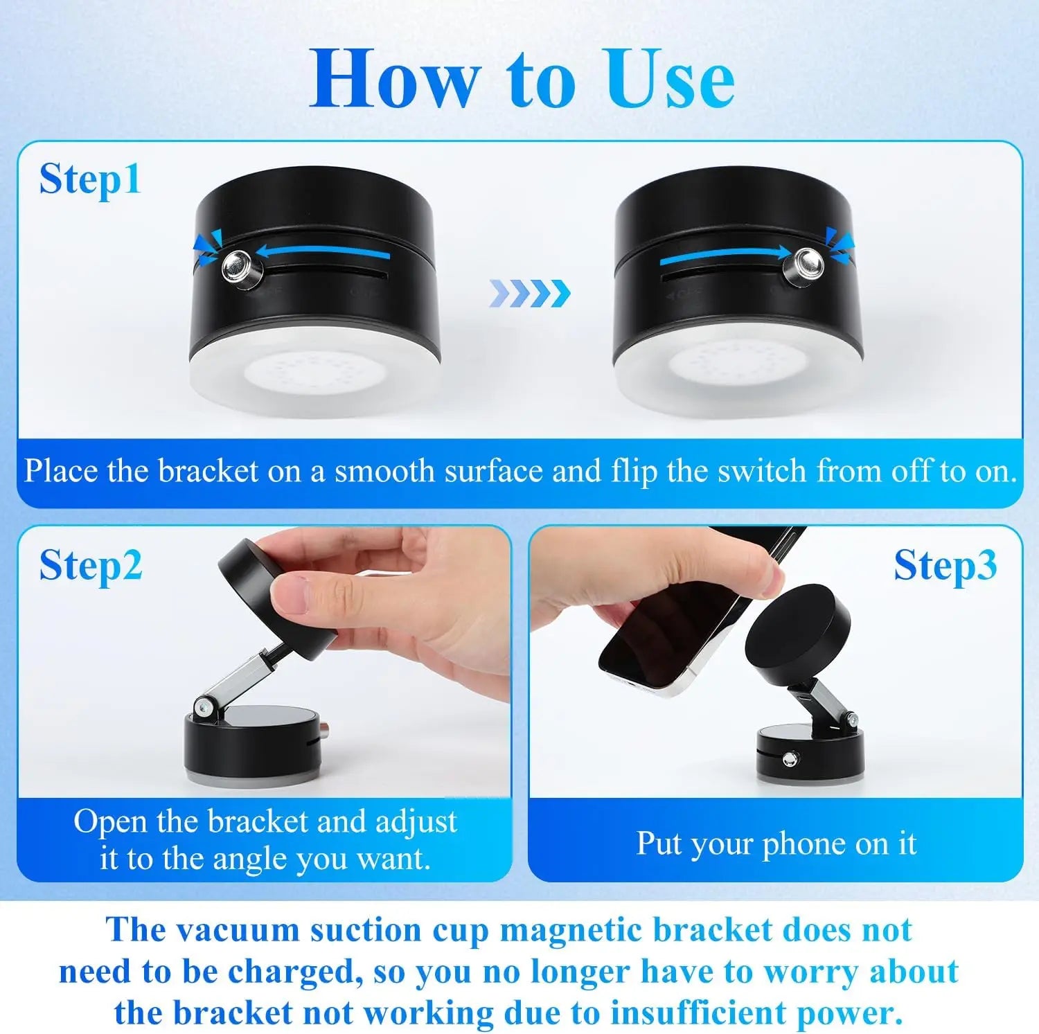 Shoppikala vacuum magnetic suction phone holder with 360° adjustable car mount, compatible with smartphones for hands-free use
