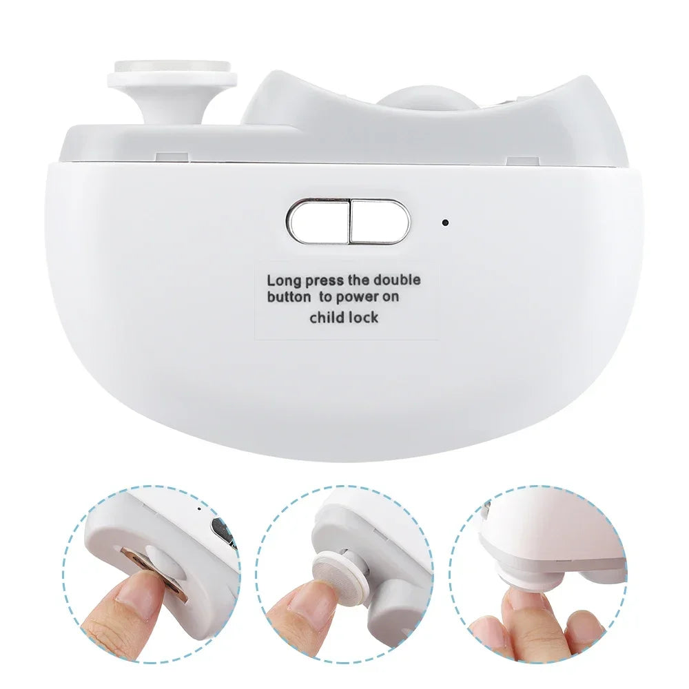 Shoppikala electric nail clipper with grinding and polishing features, rechargeable manicurist trimmer for baby and adult nails.