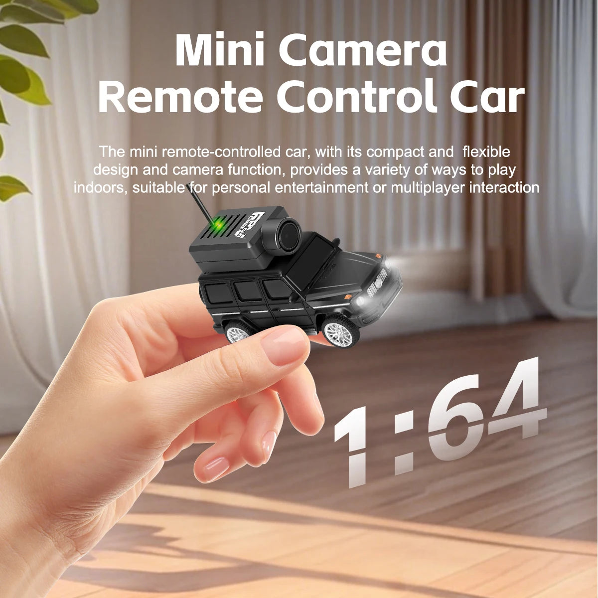 WLtoys 1/64 mini camera car with WIFI 720P FPV camera, APP control, and 2.4G remote for children, racing toy.