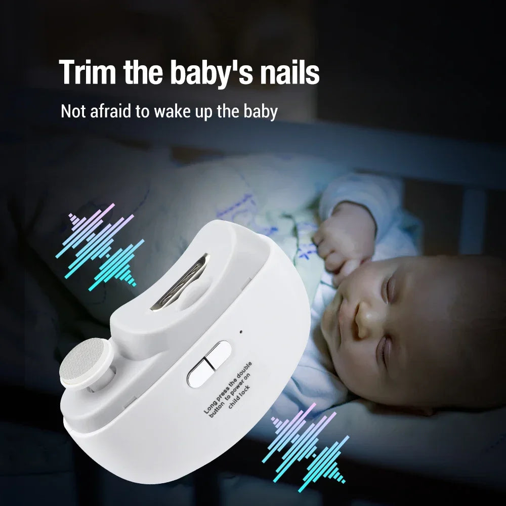 Shoppikala electric nail clipper with grinding, polishing, light, and rechargeable design for baby and adult manicures.