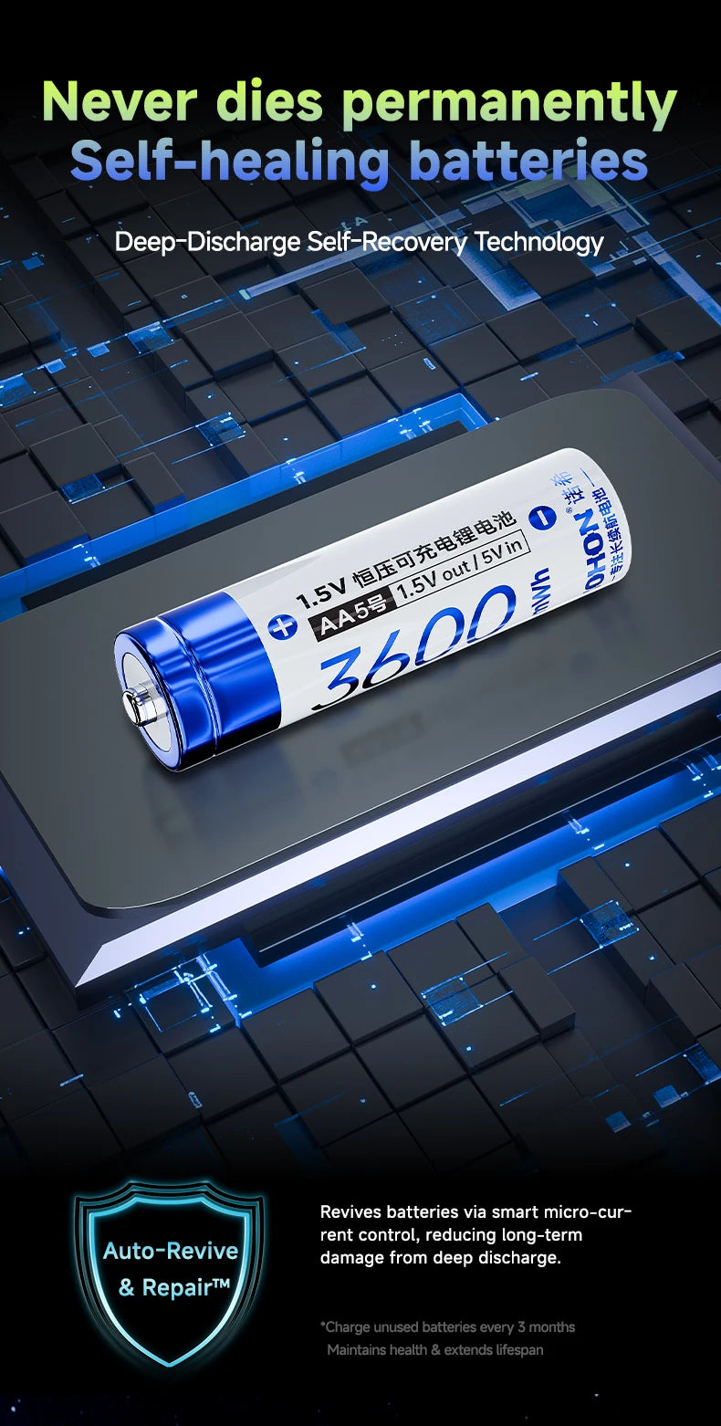 Shoppikala NOHON rechargeable lithium AA and AAA batteries with high capacity, 1.5V for remote controls and electronic devices