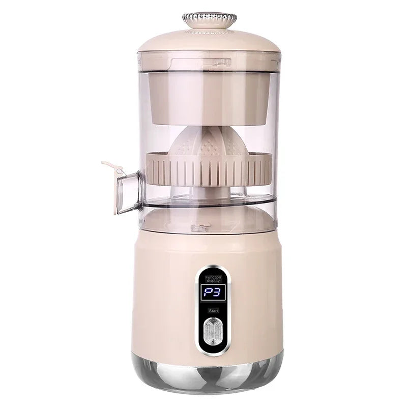 Shoppikala portable electric orange juicer with pulp separation, USB charging, 600ml capacity, and smoothie blending feature.