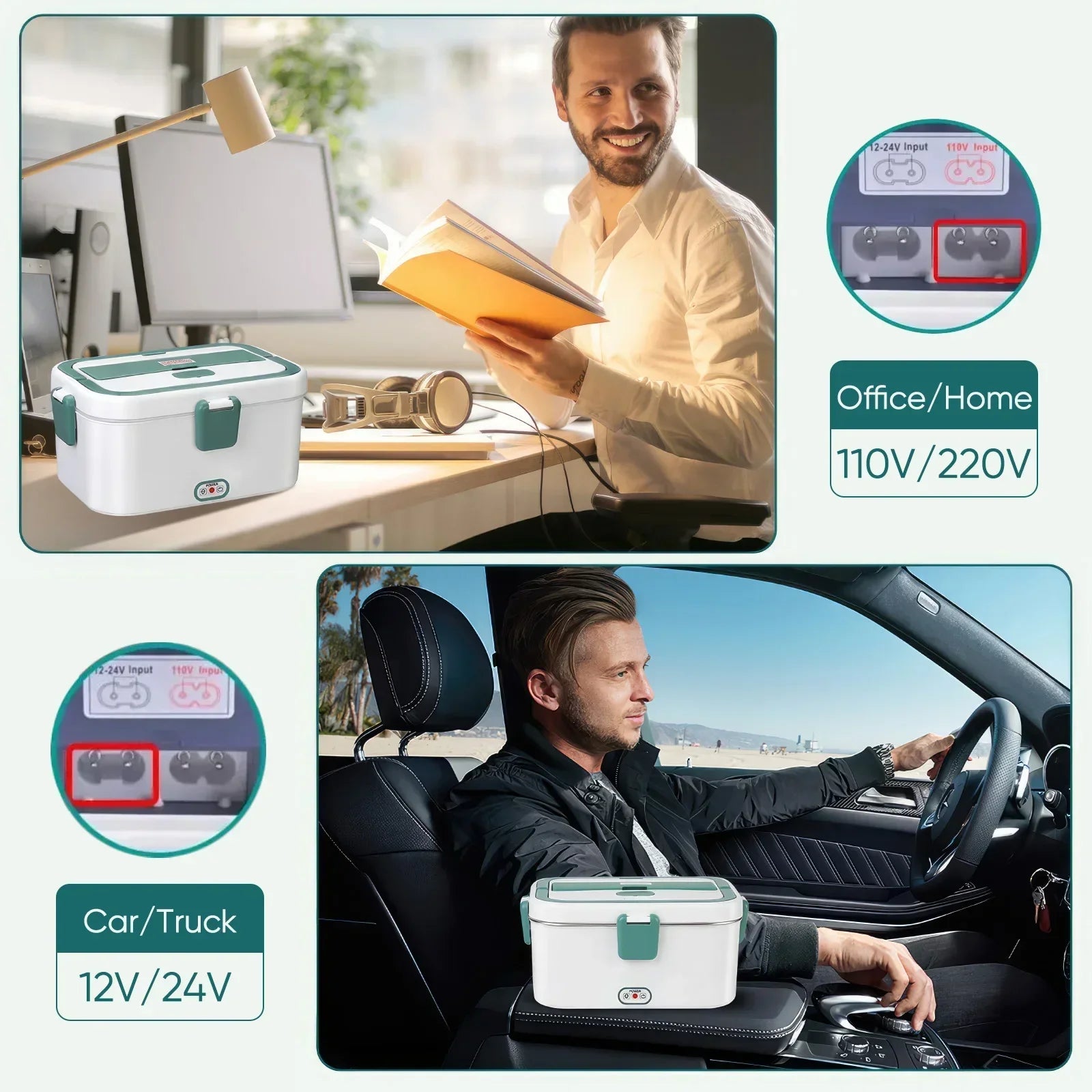 Shoppikala electric lunch box food warmer with 1.8L capacity, portable design, suitable for camping, picnic, car, truck, and home use