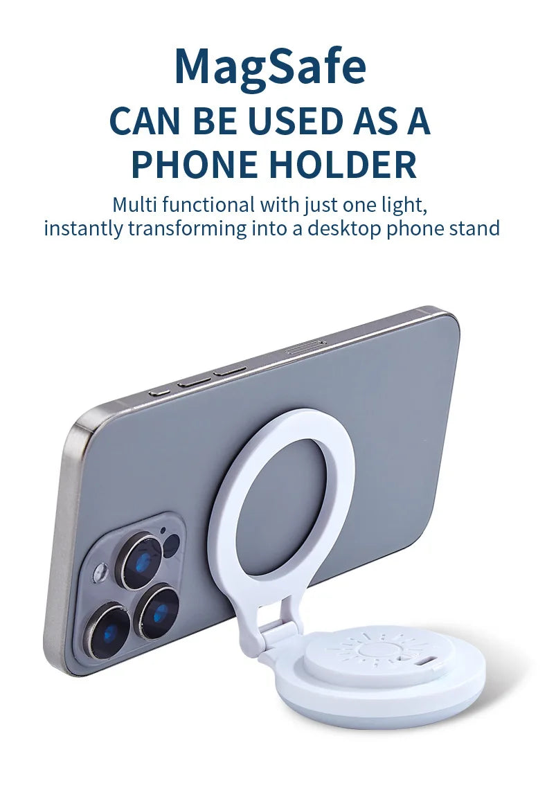 Shoppikala portable magnetic selfie fill light attached to a smartphone, ideal for selfies, TikTok, and live streaming.