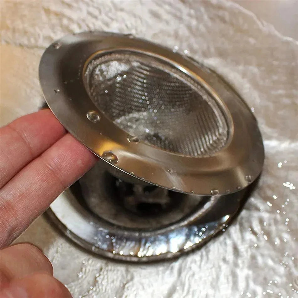Stainless steel kitchen sink filter and drain strainer with mesh for bathroom floor and washbasin hair waste filtering by Shoppikala
