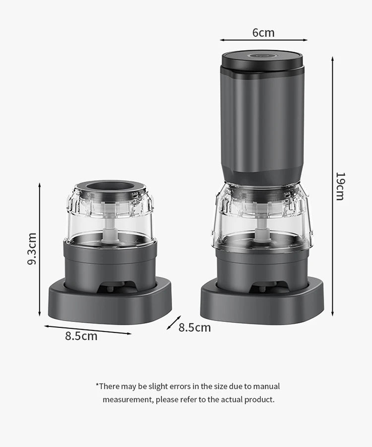 Shoppikala rechargeable electric pepper grinder set with adjustable coarseness, automatic salt and pepper mills, one-handed operation