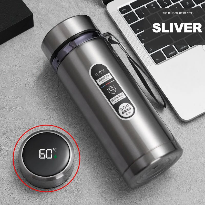 Stainless steel 500ML thermos bottle with LED temperature display, vacuum flask, portable tea and water bottle by Shoppikala