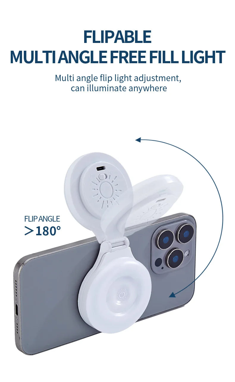 Shoppikala portable magnetic mobile phone selfie fill light attached to phone for enhanced selfies and live streaming.