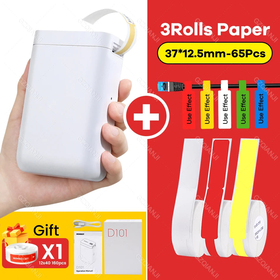 Shoppikala NiiMBOT D101 D11 D110 Plus thermal label printer with mini cable for paper and price tag printing.