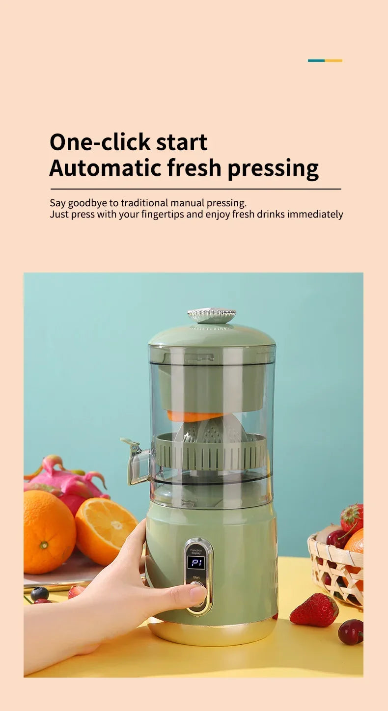 Portable Shoppikala electric orange juicer with pulp separation, USB charging, 600ml capacity, ideal for citrus fruit juice extraction.