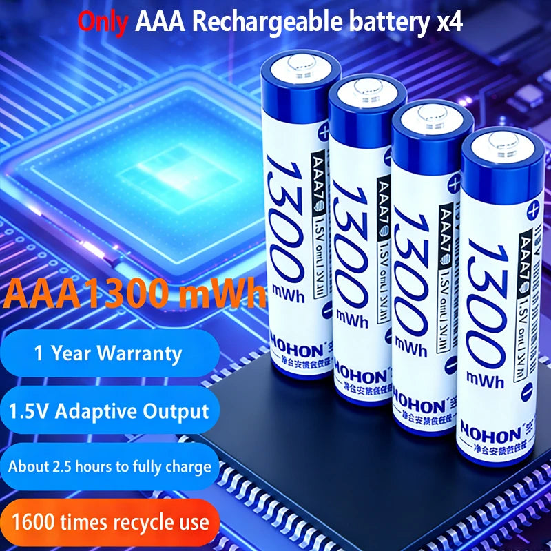 Shoppikala NOHON rechargeable lithium AA and AAA batteries with high capacity and 1.5V for remote controls and mice
