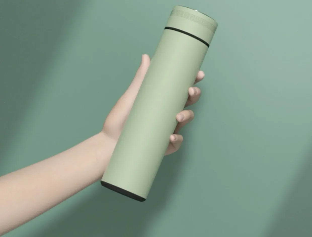 Shoppikala 500ML stainless steel thermos cup with temperature display, divided vacuum-insulated outdoor bottle, ideal for outdoor use