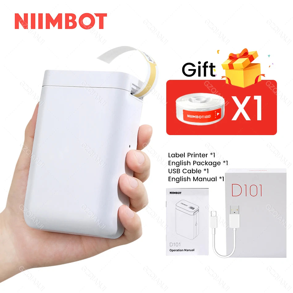 Shoppikala NiiMBOT D101 D11 D110 Plus thermal label printer with mini cable for paper printing and price tag labeling.