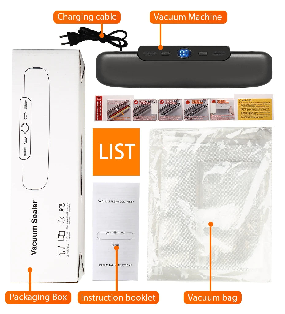 Shoppikala electric food vacuum sealer machine with sealing bags, featuring a compact design for preserving food freshness.
