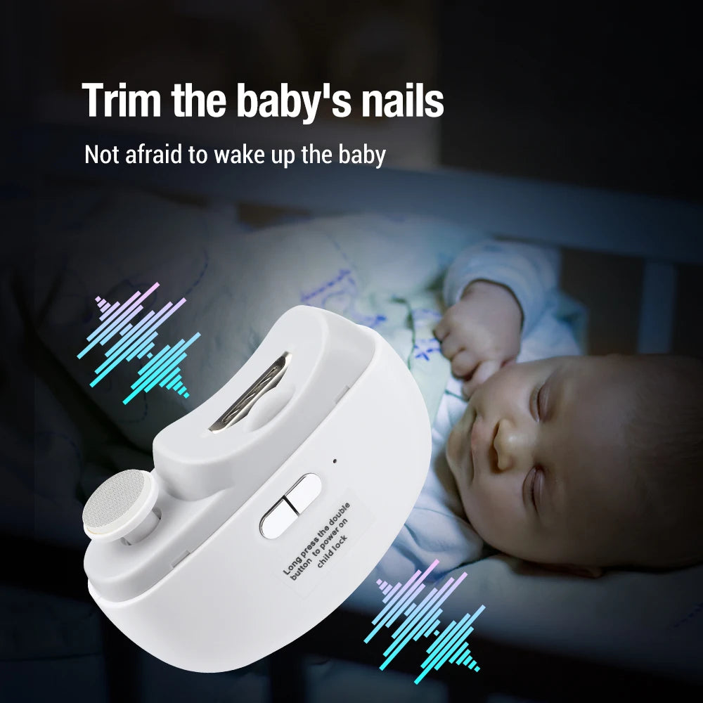 Shoppikala electric nail clipper with grinding, polishing, light, and rechargeable design for baby and adult manicures.
