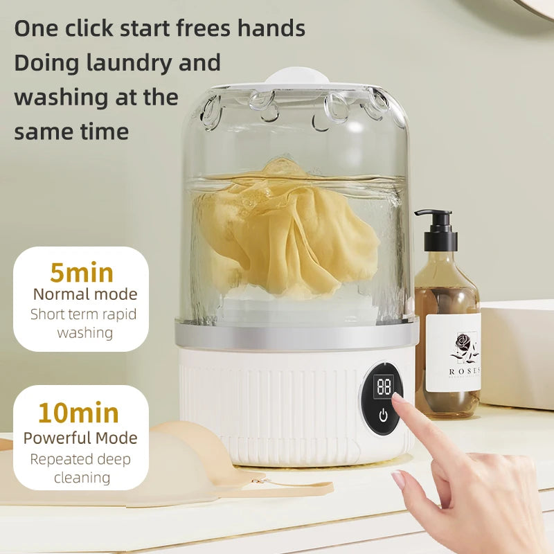 Small wireless electric washing machine by Shoppikala for underwear, socks, pet clothes, compact household laundry device.