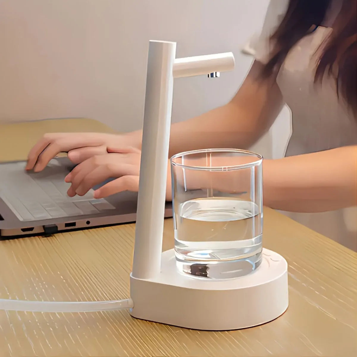 USB rechargeable smart desktop water pump by Shoppikala, automatic bucket-type electric water dispenser for outdoor use.
