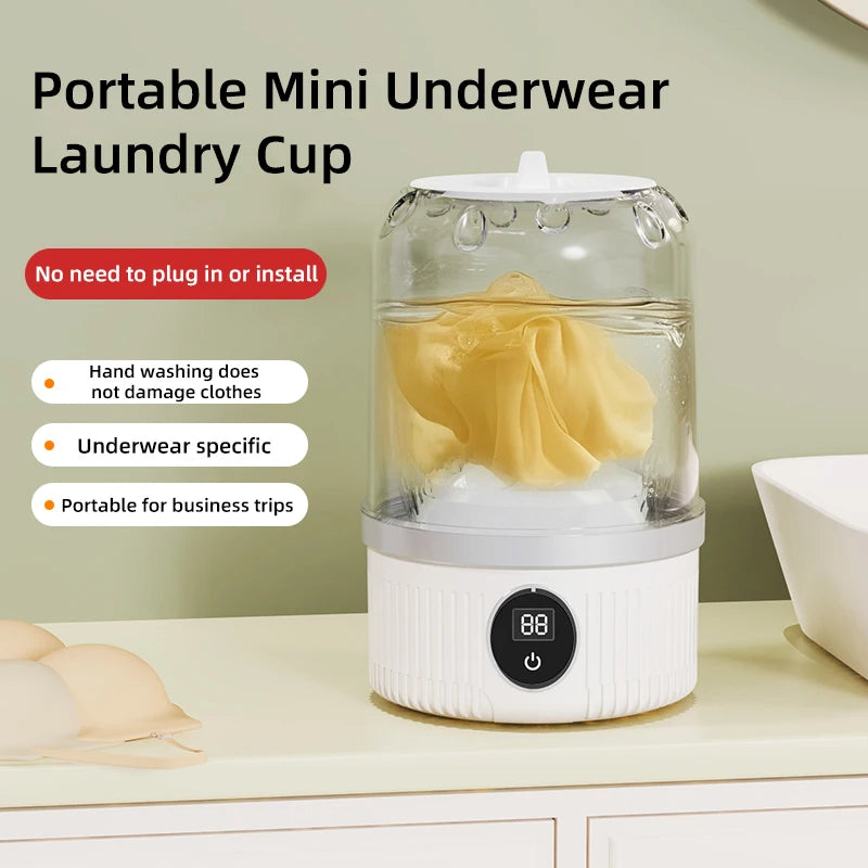 Shoppikala mini household electric washing cup for underwear socks and pet clothes, small wireless charging washing machine.