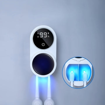 Wall-mounted USB smart toothbrush sterilizer with ultraviolet disinfection and air-drying for electric toothbrushes, by Shoppikala.