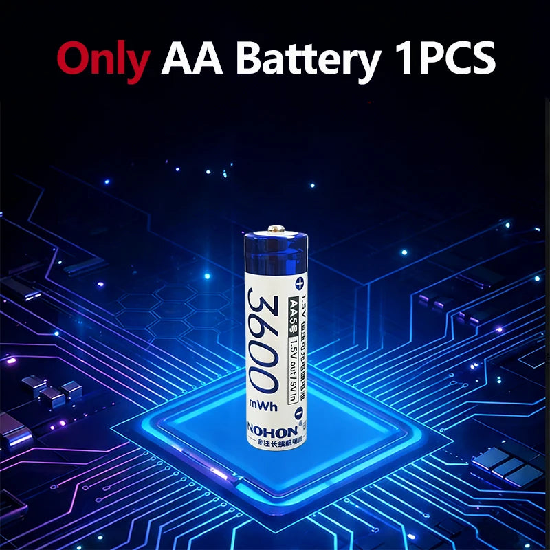 Shoppikala NOHON rechargeable lithium AA and AAA batteries with high capacity, 1.5V for remote controls and mice.