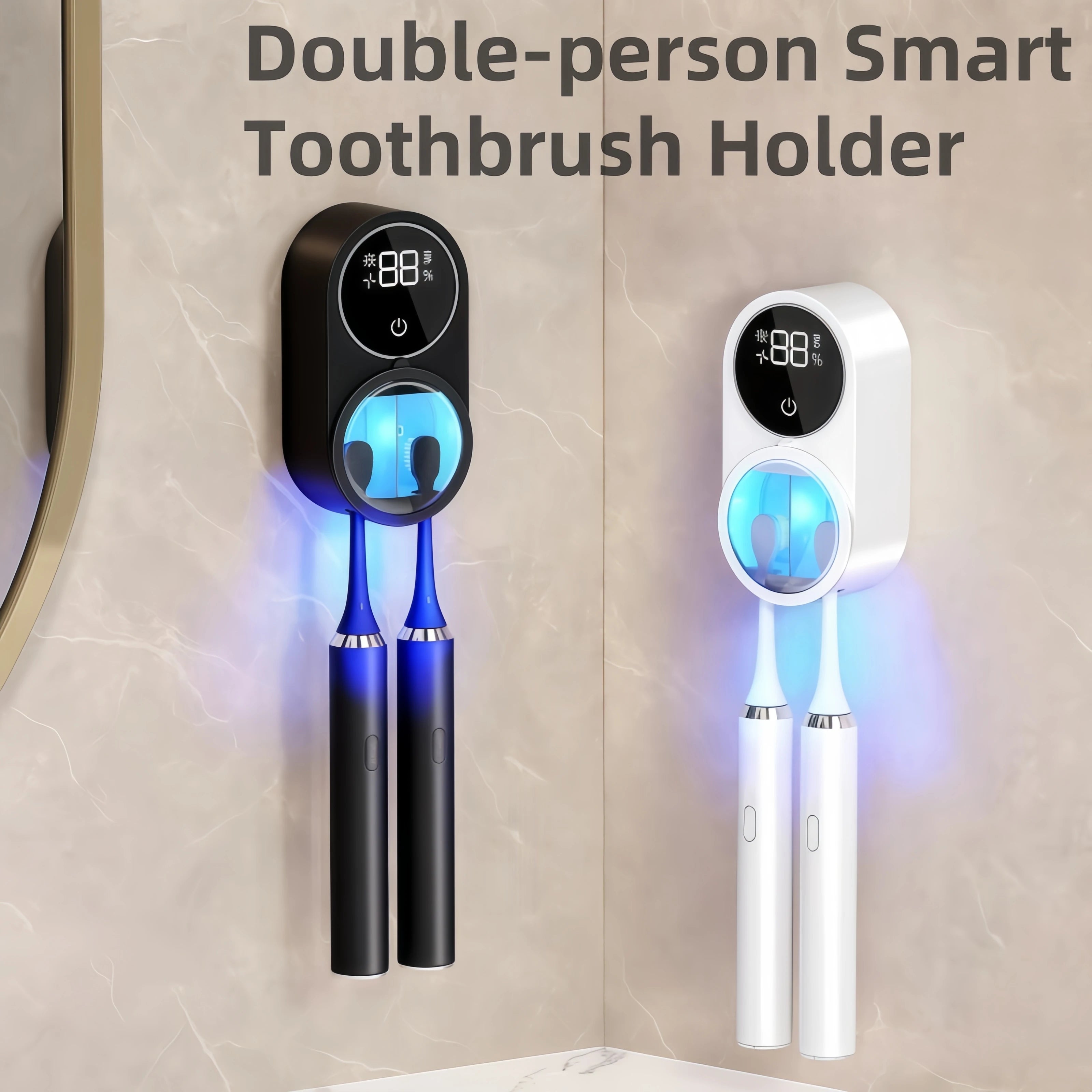 Shoppikala USB charging smart toothbrush sterilizer with ultraviolet disinfection and air-drying wall-mounted electric toothbrush shelf