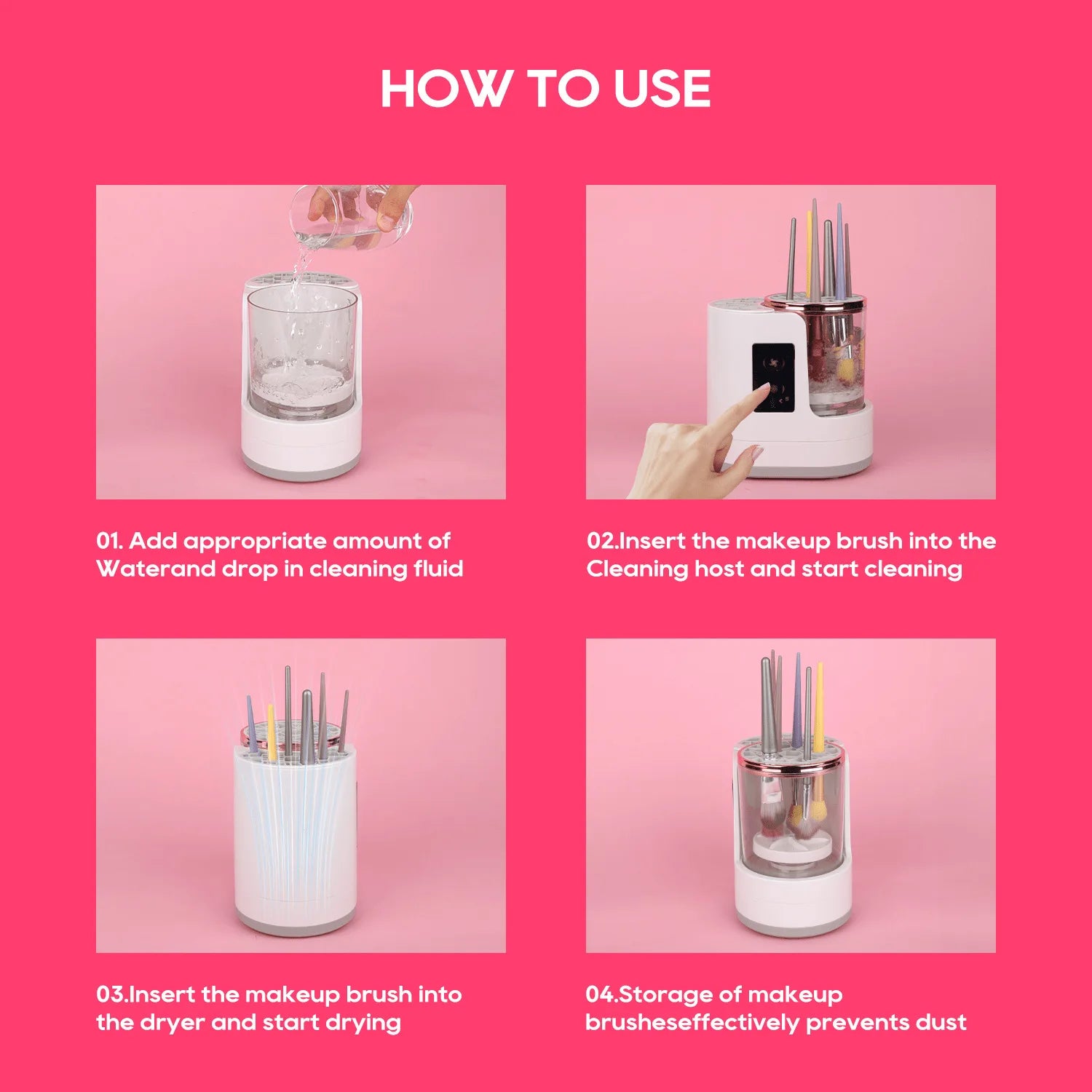 Shoppikala 3 in 1 USB Electric Makeup Brush Cleaner Machine with rotating brush heads for easy cleaning of makeup brushes.